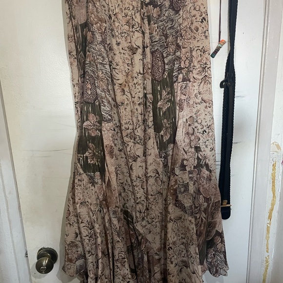 Nostalgia Dresses & Skirts - Nostalgia Beige and Olive Floral Maxi Skirt